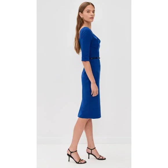 NWT Black Halo Jackie O in Cobalt Stretch Gabardine Belted Sheath Dress 2 $390 NWT Black Halo Jackie O in Cobalt Stretch Gabardine Belted Sheath Dress 2 $390